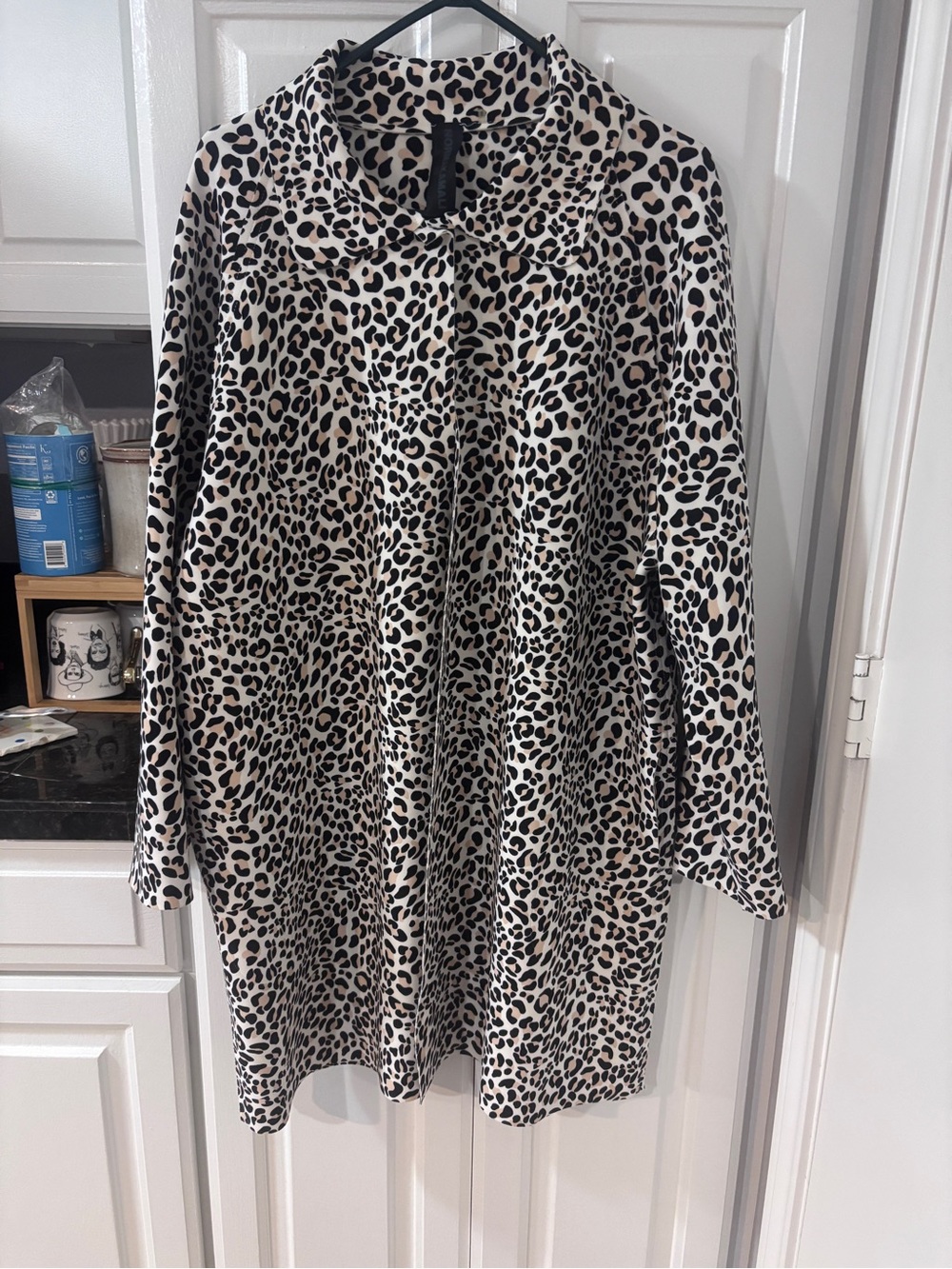 Norma Kamali Leopard-Print Duster in Cream and Black